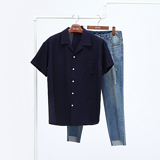 NEW MEN BUSINESS DRESS SHIRT Lapel Collar Solid Sh